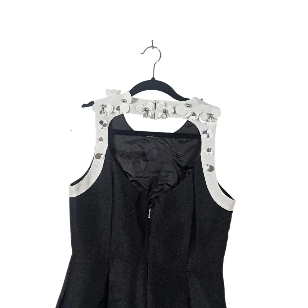 Kate Spade Cocktail Dress Womens 8 Black Floral Embellished A-Line Formal Event